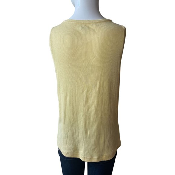 Chicos Women Knitted Tank Top Square Neck Sleeveless True Color Tees Yellow SZ 2 - Picture 3 of 5